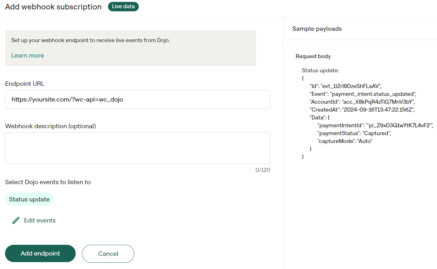 Webhook endpoint